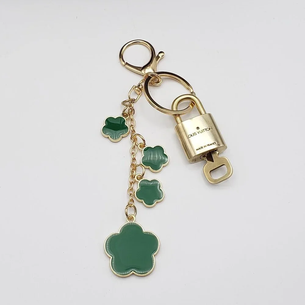 Authentic Louis Vuitton Lock & Key with Unbranded Flower Charm, Keychain
